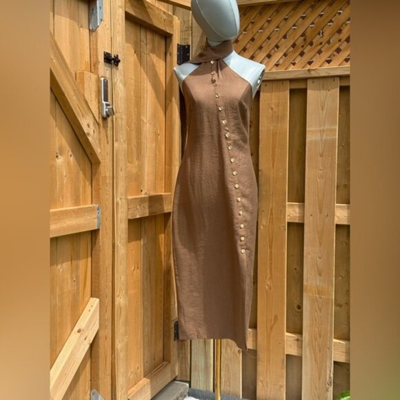 🆕 CULT GAIA 🧿 NWOT Romia Button-Detail Dress, Affogato Brown - Sz XS - Picture 3 of 14
